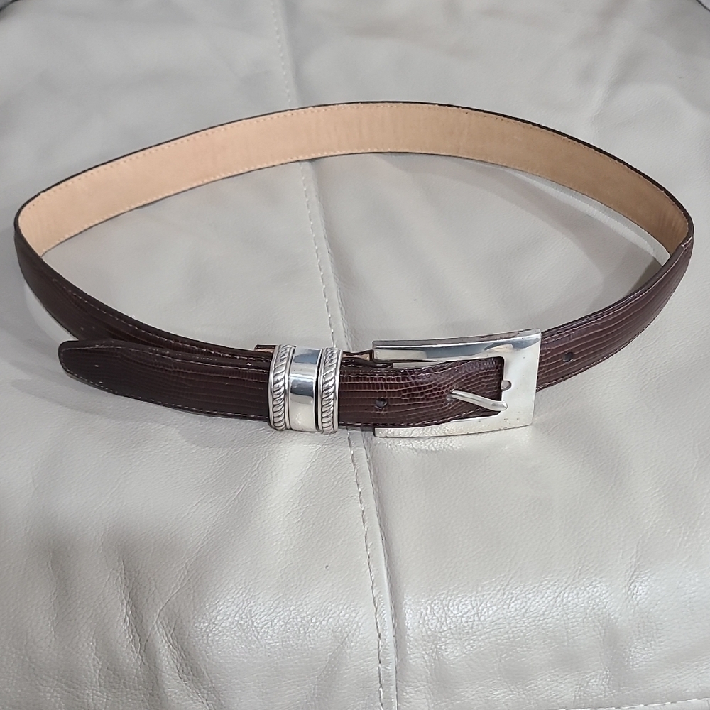 Brighton Dark Brown Leather Belt with Silver Buckle